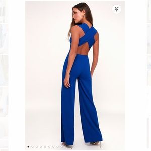 Lulu’s Royal Blue Backless Jumpsuit
